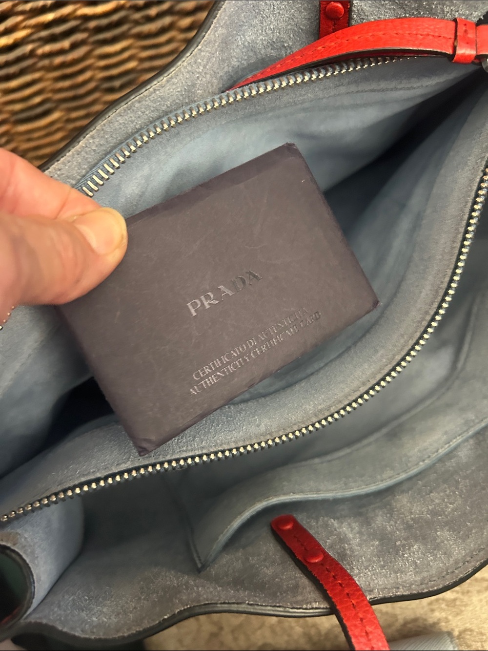 Prada Red Etiquette tote in Glacé calf leather GUC Retails $2200 with COA - Picture 15 of 17